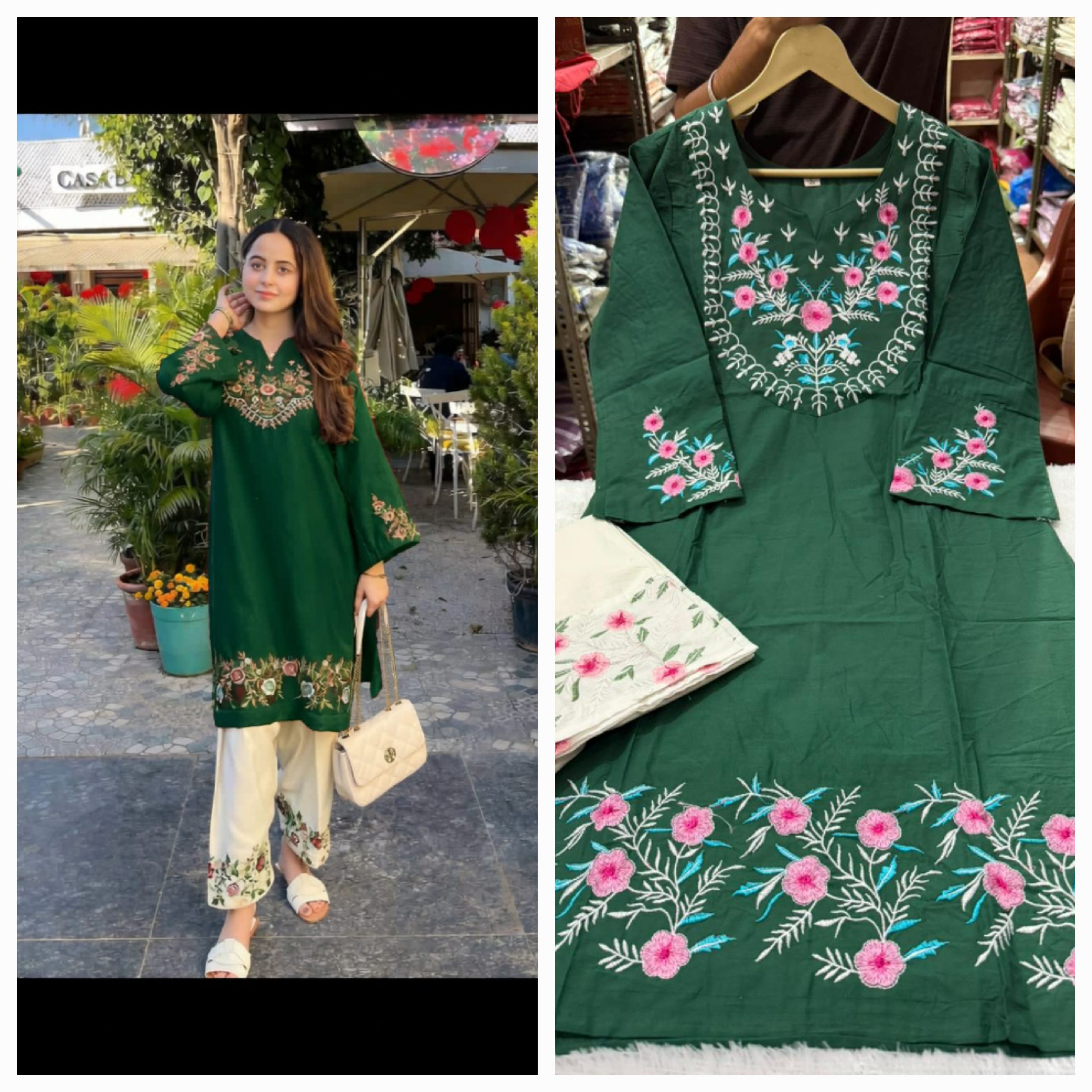 Embroidered Co-ord Set –LONG KURTI