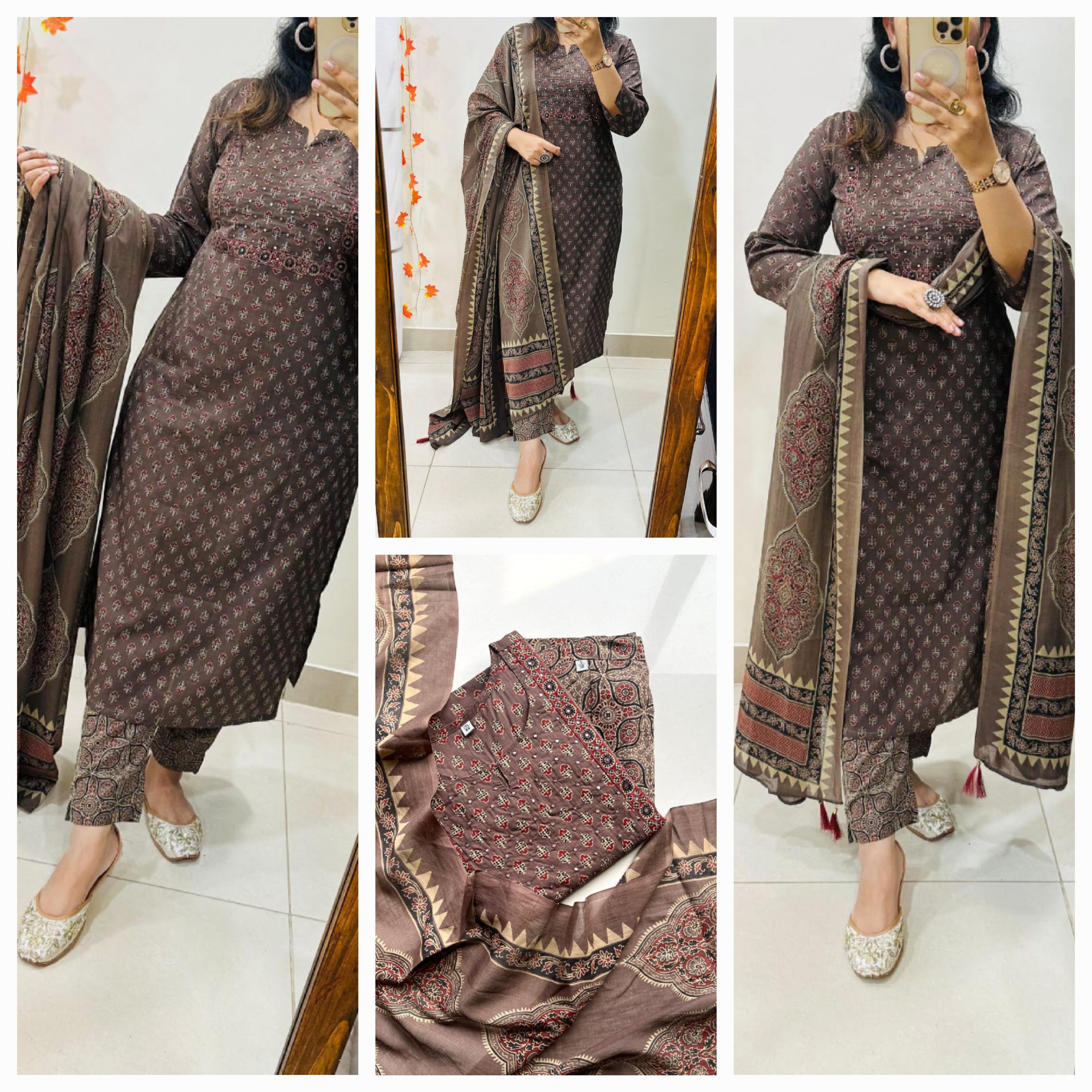 Premium Rich Azrak print  Cotton Suit